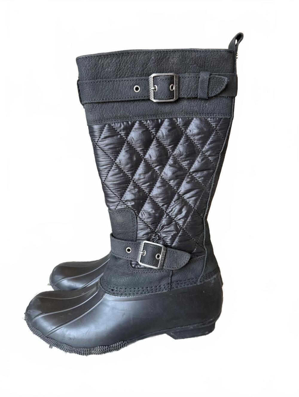 Sperry Saltwater Tall Nylon Duck Waterproof Boot Black Women's Size 9.5